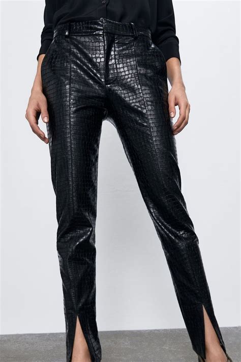 zara pants versace|Zara leather pants.